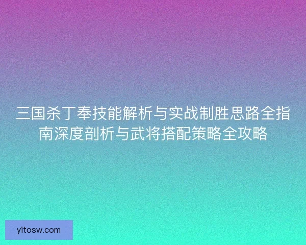 三国杀丁奉技能解析与实战制胜思路全指南深度剖析与武将搭配策略全攻略