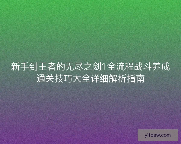 新手到王者的无尽之剑1全流程战斗养成通关技巧大全详细解析指南
