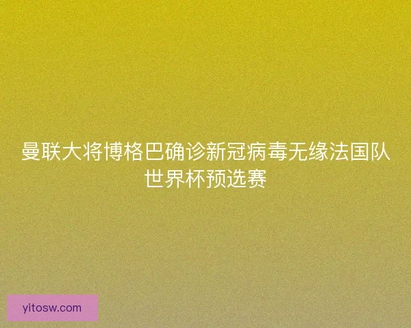 曼联大将博格巴确诊新冠病毒无缘法国队世界杯预选赛